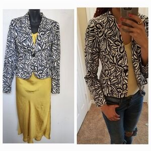 Jones Wear Classic Floral Blazer Yellow/black/ 4, free yellow slip dress